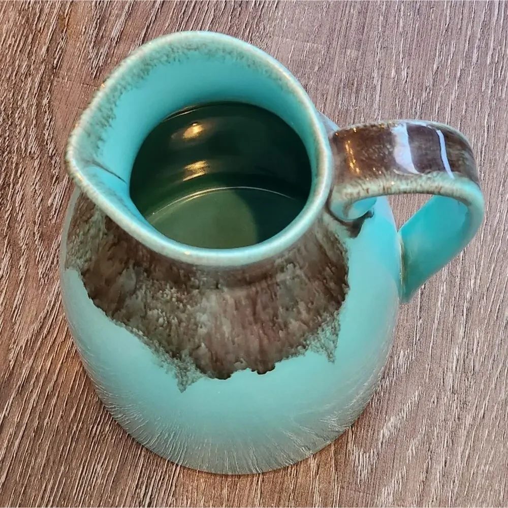 Jaska‎ of California Cascade Ware Blue with Brown Drip Vintage Pitcher